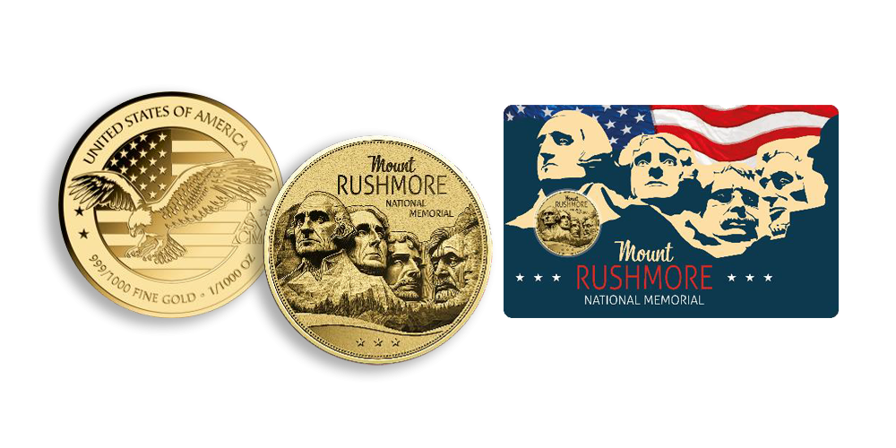 Magyar Éremkibocsátó Kft. -  A Rushmore-hegy színarany érem tartókártyában