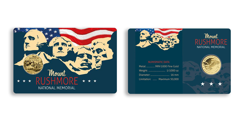 Magyar Éremkibocsátó Kft. -  A Rushmore-hegy színarany érem tartókártyában