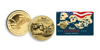 A Rushmore-hegy színarany érem éremtartó kártyában 