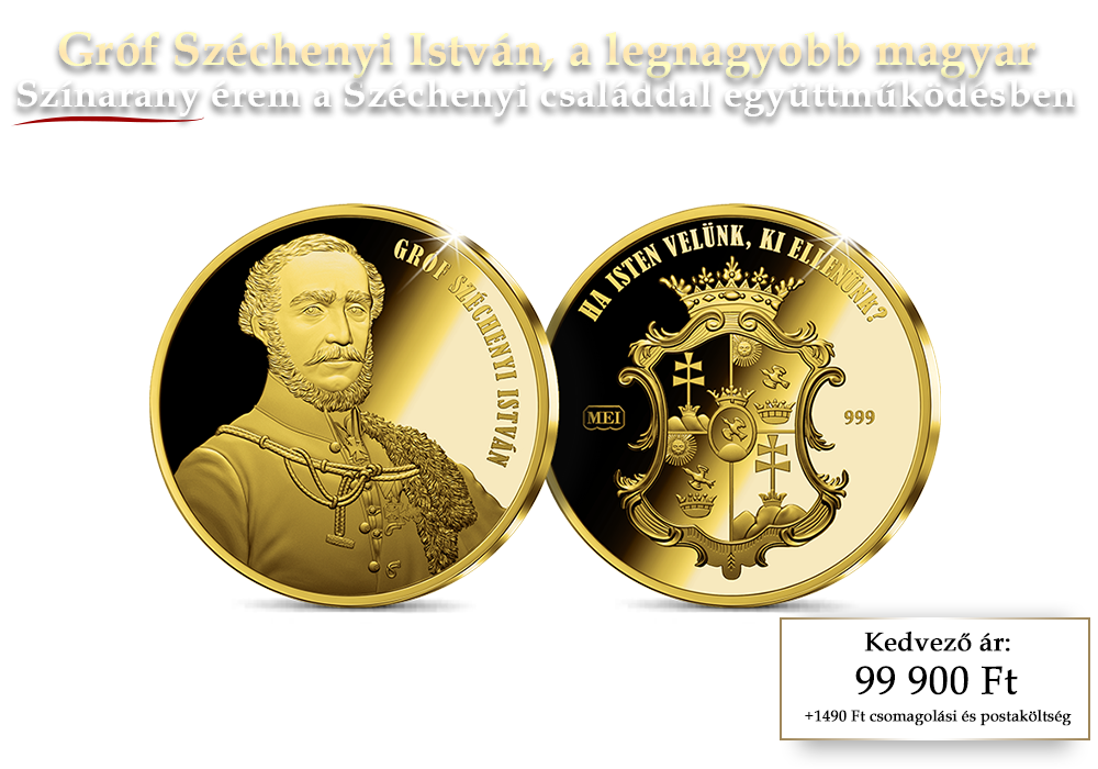 Gróf Széchenyi István 24 karátos arany érmen