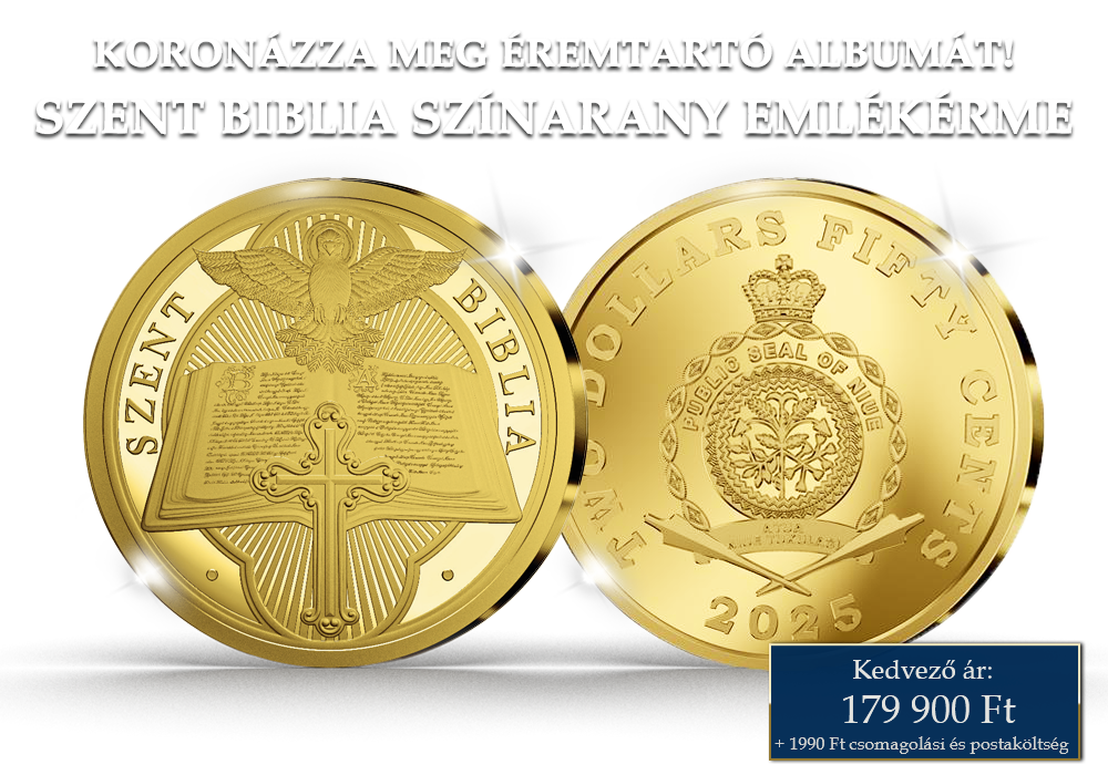 Szent Biblia sz&iacute;ntiszta aranyb&oacute;l k&eacute;sz&uuml;lt eml&eacute;k&eacute;rme