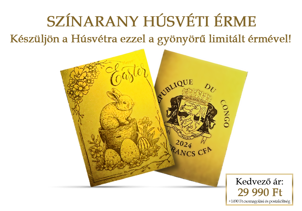 Készüljön a Húsvétra ezzel a gyönyörű nyuszis színarany érmével!