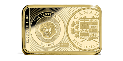Színarany ingot A klondike-i aranyláz tiszteletére 