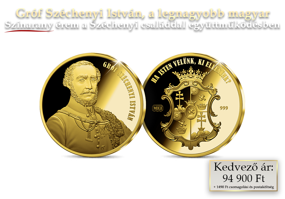 Gróf Széchenyi István 24 karátos arany érmen