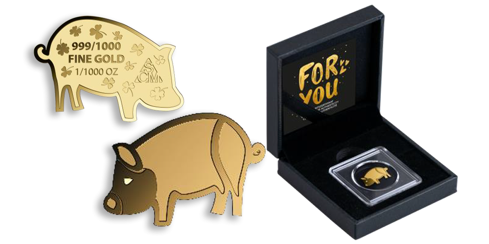 Magyar Éremkibocsátó Kft. - Színarany szerencsehozó malac érem