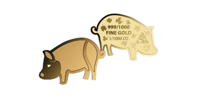 Színarany szerencsehozó malac érem