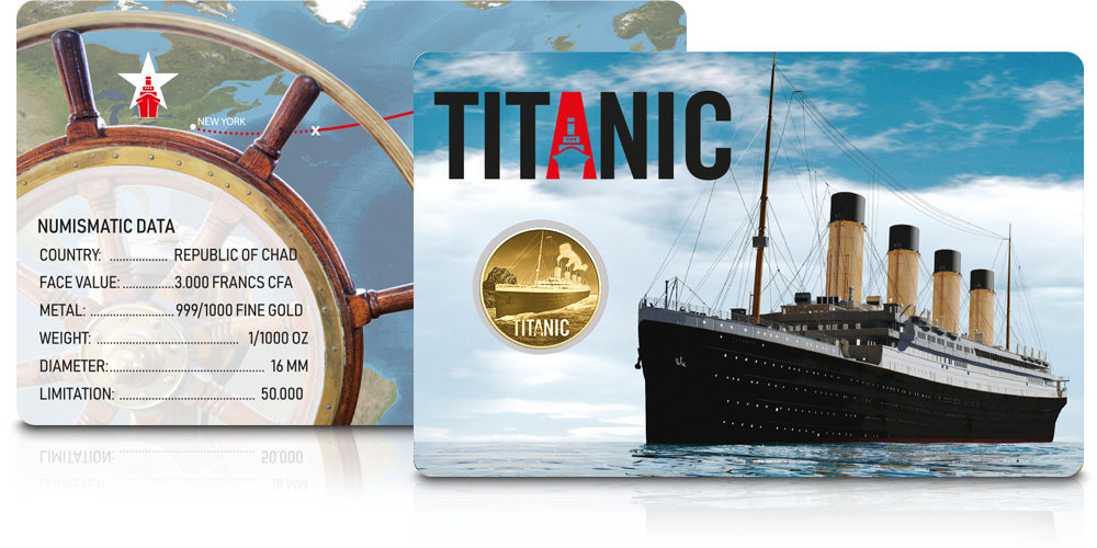 Magyar Éremkibocsátó Kft. - Titanic színarany érme érmetartó kártyában 