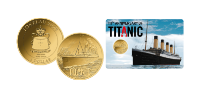 Titanic színarany érme érmetartó kártyában 