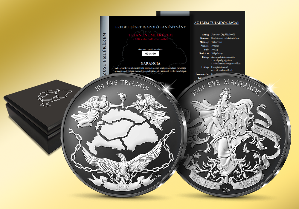 Magyar Éremkibocsátó Kft. - Trianon 1 kg színezüst érem Magyar Éremkibocsátó Kft. - Trianon 1 kg színezüst érem