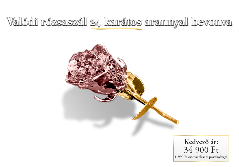 24 karátos sárga arannyal és rózsa arannyal bevont valódi rózsaszál