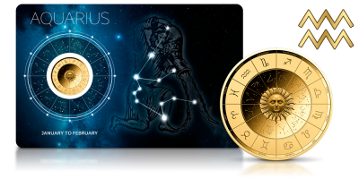 Vízöntő csillagjegy színarany érme tartókártyában 