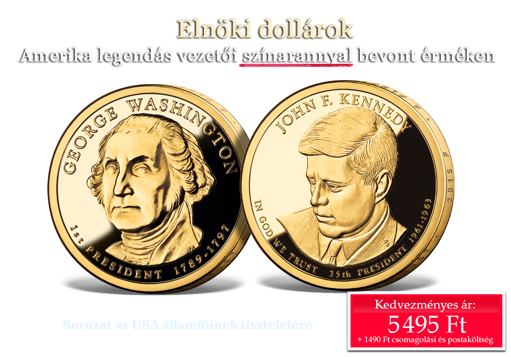 Amerika legendás vezetői színarannyal bevont érméken